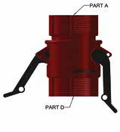Connector part A and D diagram Female to female threaded coupler