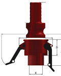 Hosebarb-to-male Male thread to hosebarb connector